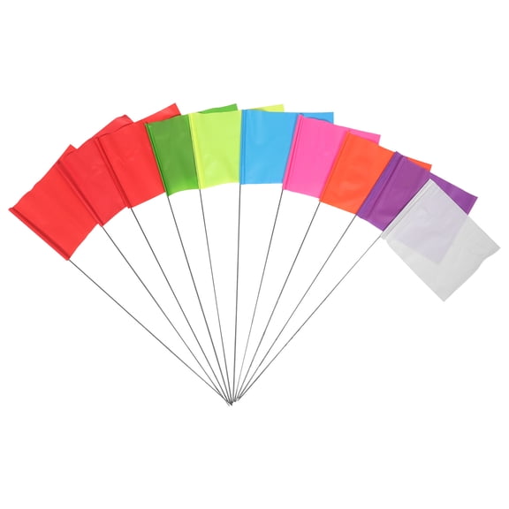 VERDANVERSE 10pcs Lawn Marking Flags with Steel Wire Stakes, 15 Inch Pvc Yard