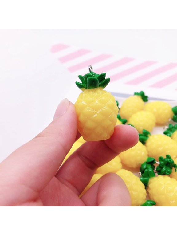 12-Pack Pineapple Keychains, Resin Fruit Key for Keys, Handbags, Backpacks, Purse Charm Party Favor Decorations