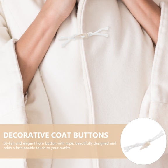 VERDANVERSE 1Pair White Rope Toggle Buttons for Coat and Sweater Fashion Accents