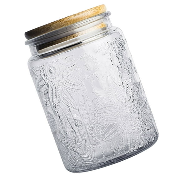 VERDANVERSE Canister With Lid Sunflower Glass Sealed Jar Bamboo 1Pack