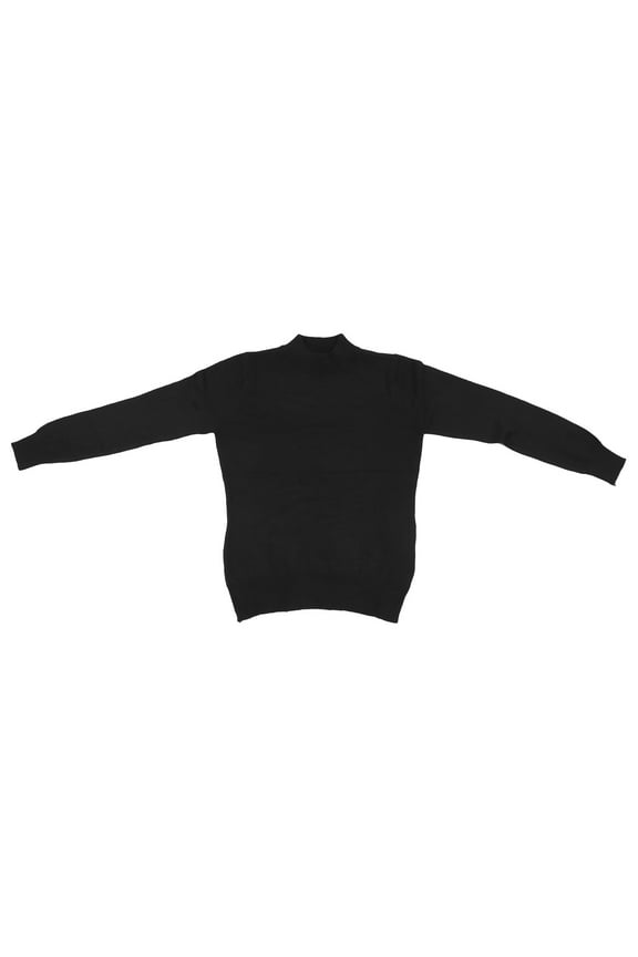 Lady Warm Knitwear Long Sleeve Woolen Shirt Black Wool Blend 1 Pc