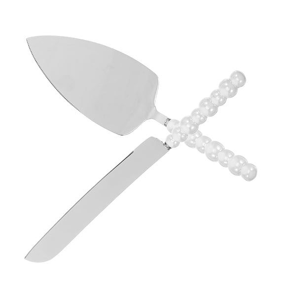 VERDANVERSE 1Set Comfortable Grip Stainless Steel Cake Server with Serrated Blade and Pearled Handle