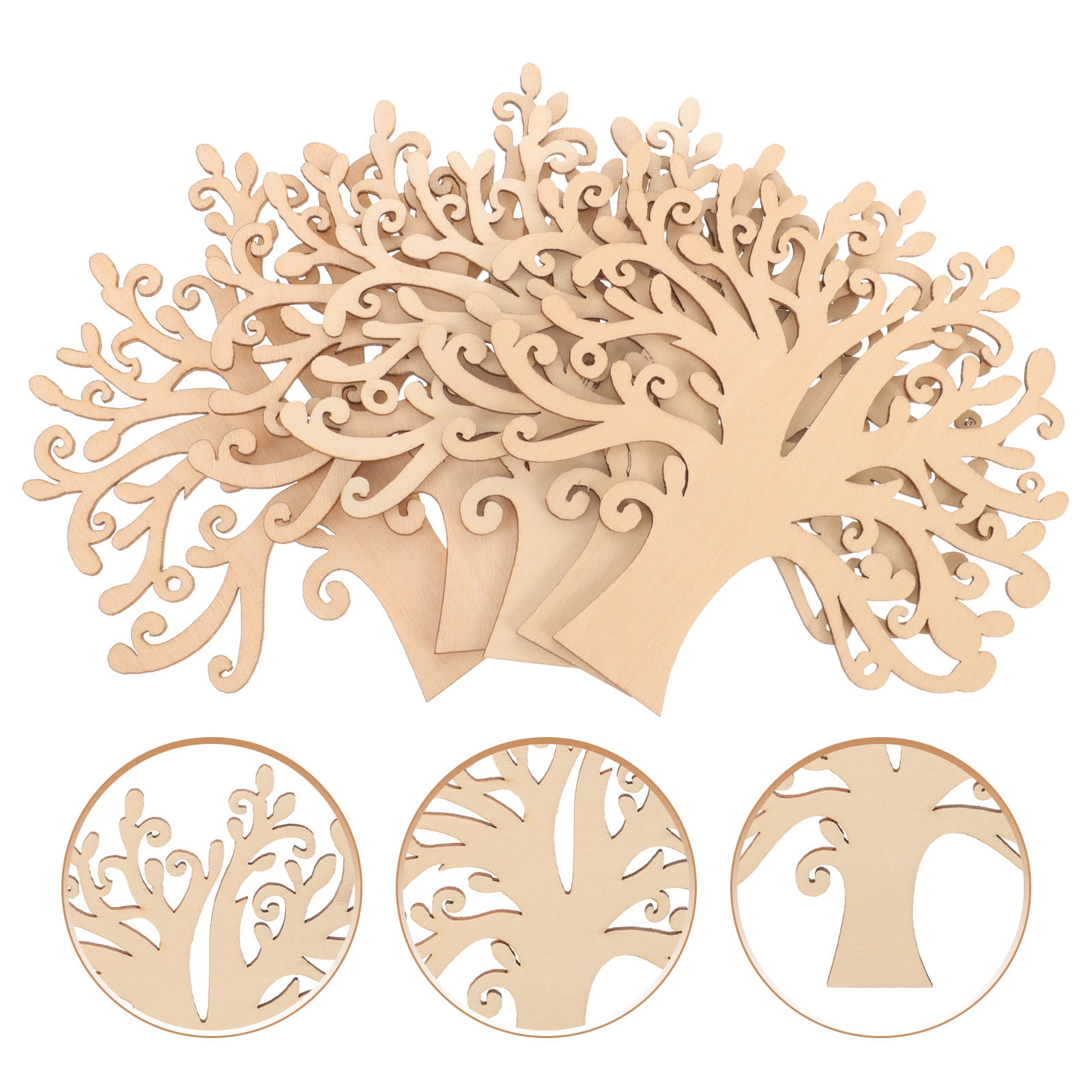 VERDANVERSE 30Pcs Diy Wood Trees Ornaments Tree Shaped Natural Wood For ...