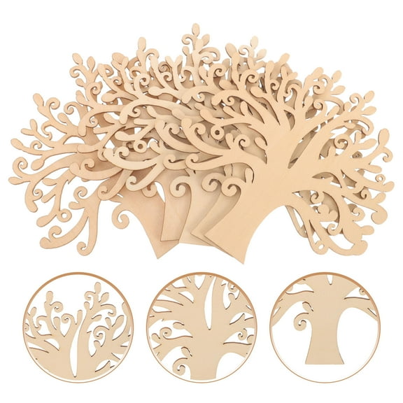 VERDANVERSE 30Pcs Diy Wood Trees Ornaments Tree Shaped Natural Wood For Home Decoration 5.1X4.7X0.1In
