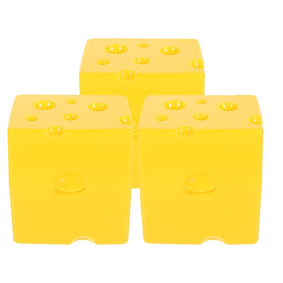 VERDANVERSE Set of 3 Yellow Plastic Cheese Storage Boxes with Lids, Refrigerator Containers for Fresh Food Organization