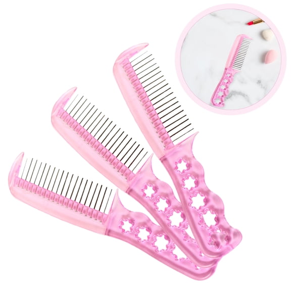 VERDANVERSE 3Pcs Pink Wig Brush for Synthetic Wigs Comfortable Grip Lightweight Hair Styling Tool