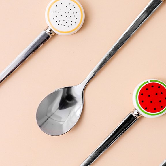 VERDANVERSE 3Pcs Stainless Steel Watermelon Pattern Soup and Ice Cream Spoons for Home
