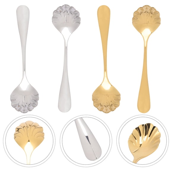 VERDANVERSE Stainless Steel Shell Candy Spoons Assorted Colors for Home 4Pcs