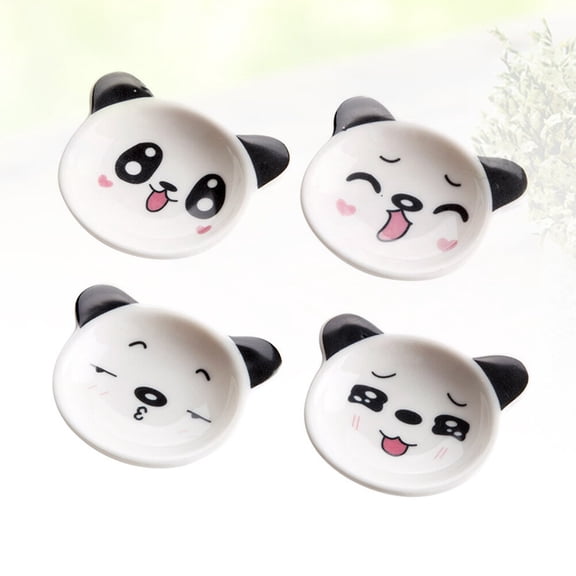VERDANVERSE Ceramic Panda Dipping Plate Black Creative Design for Home 4Pcs