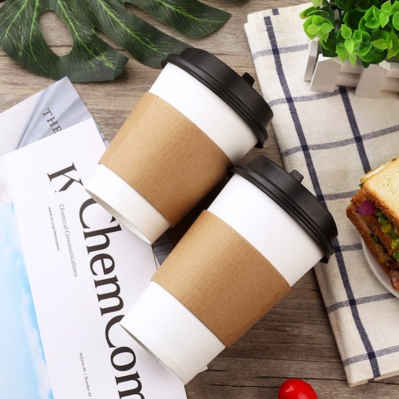 VERDANVERSE 50pcs Brown Corrugated Paper Cup Protector Sleeve for Hot Drinks