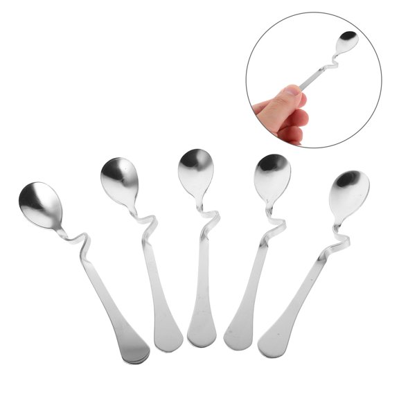 VERDANVERSE 5Pcs Creative Coffee Spoon Stainless Steel Bending Dessert Spoon for Daily Use Coffee