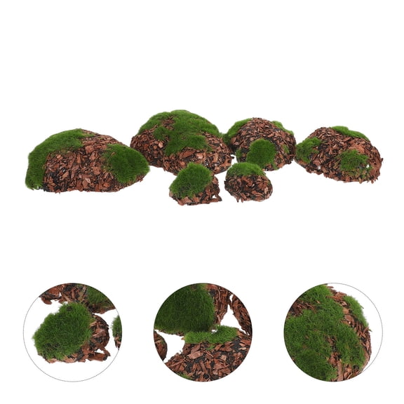 VERDANVERSE 6-Piece Faux Moss Stones, Lifelike Artificial Moss Rocks for Floral Arrangements, Vase Filler, Decor