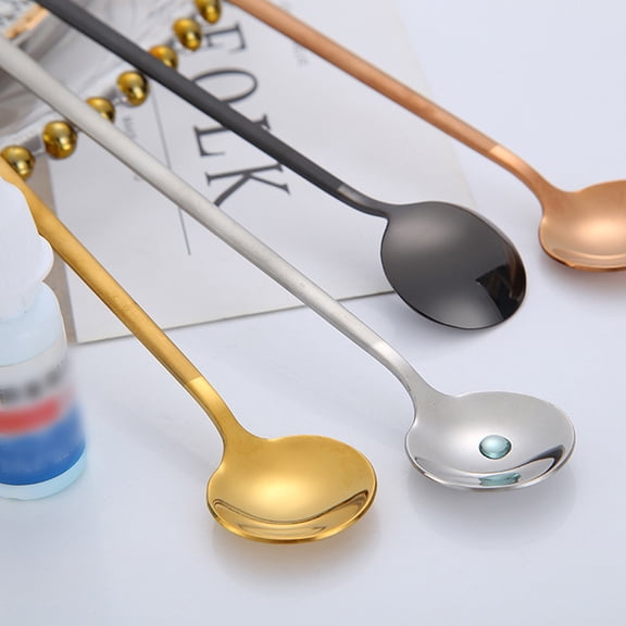 VERDANVERSE Set of 6 Golden Stainless Steel Teaspoons for Coffee, Sugar, and Stirring with Smooth Polished Handles