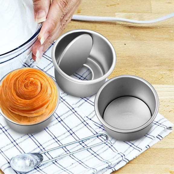 VERDANVERSE Plated Silver Loose Bottom Cake Pan Set Easy Release Nonstick Surface 6Pcs