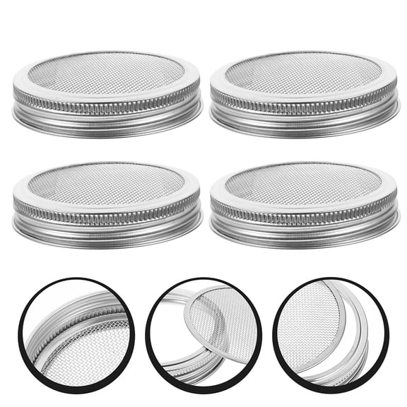 VERDANVERSE 8Pcs Sprouting Lid Kit with Stainless Steel Mesh Screen for Wide Mouth Jars