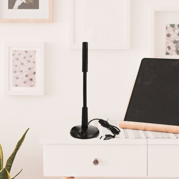 VERDANVERSE Black USB Microphone for PC with Adjustable Angle Stand and Stable Base Ideal for Live Streaming and Recording