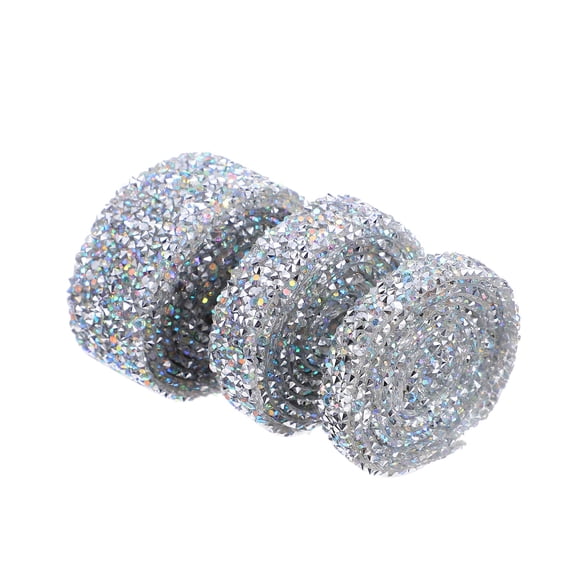 VERDANVERSE Clothing Self-Adhesive Rhinestones Rhinestone Mesh Ribbon Silver Ab 3 Rolls For Laptops
