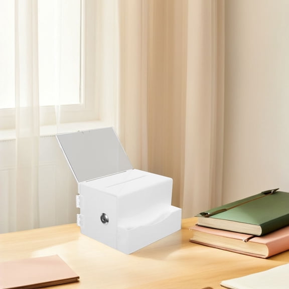 VERDANVERSE Large Acrylic Donation Box, White, Versatile Usage for Voting and Charity