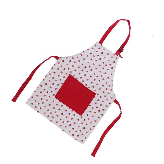 VERDANVERSE Cotton Pinafore Apron with Waist Tie and Cute Strawberry Print for Kitchen and Home Cooking Use