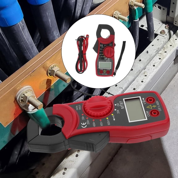 VERDANVERSE Digital Clamp Meter Red for Measuring with Data Hold and LCD Display