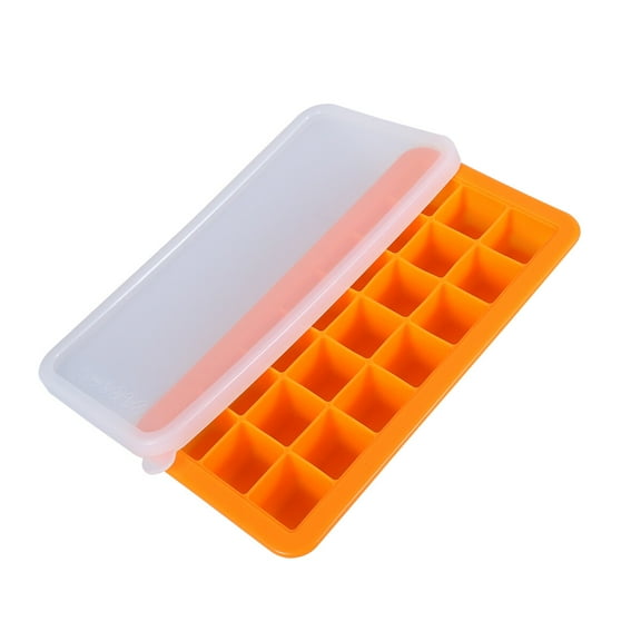 VERDANVERSE Ice Tray With Lids 1Pcs Orange Rectangular Grid For Culinary Activities