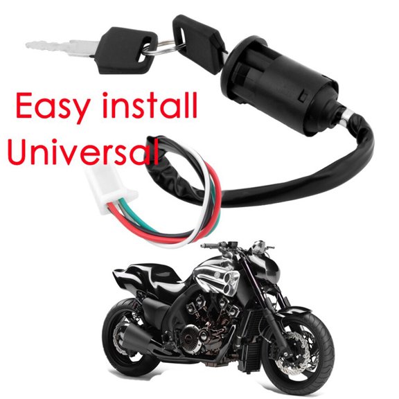 VERDANVERSE Ignition Starter Lock Cylinder Plastic Black Key Coded for Motor Dirt Bike Atv