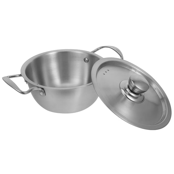 VERDANVERSE Round Stainless Steel Korean Ramen Cooker Pot for Noodles Cooking, 1 Set Kitchen Cookware