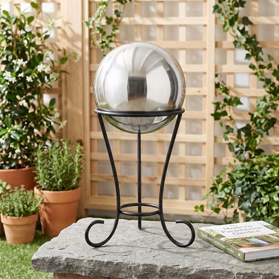 VERDANVERSE Black Gazing Globe Stand - Versatile Garden and Patio Decorative Accessory