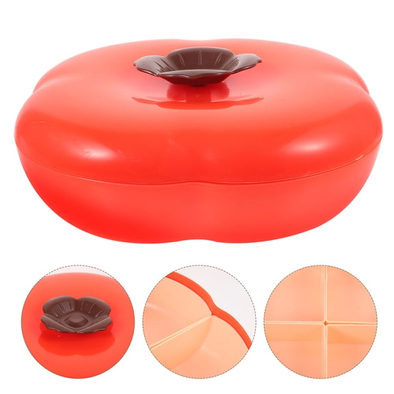 VERDANVERSE Orange Multi-Section Divided Serving Tray with Lid for Snacks, Dried Fruits, and Home Storage