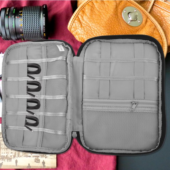 VERDANVERSE Travel Carry Pouch Black Durable for Cables and Digital Accessories