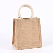 VERDANVERSE Linen Graffiti Bag Light Yellow Portable Jute Tote for Decor