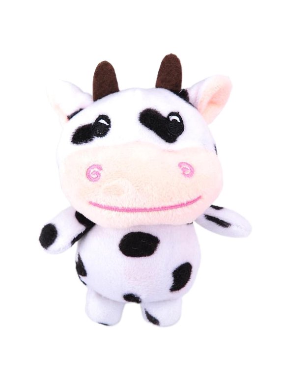 Small Black and White Cow Plush Keychain Cute Bag Charm Ornament for Adults Everyday Use 1 Set