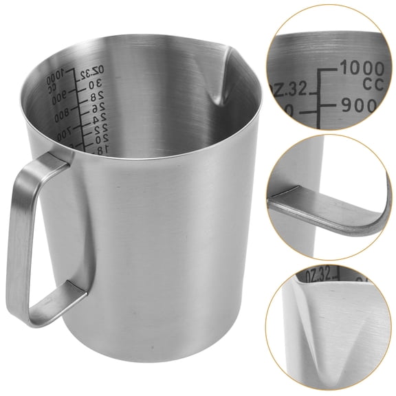 VERDANVERSE Plated Silver Stainless Steel Measuring Cup with Graduated Surface for Easy Reading