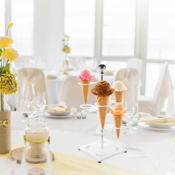 VERDANVERSE White Dessert Cone Holder Stand Acrylic Material Easy Assembly and Stable Base