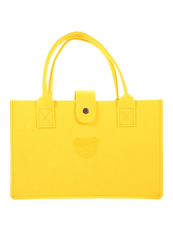 Practical Yellow Felt Tote Bag for Storage with Snap Button and Large Space