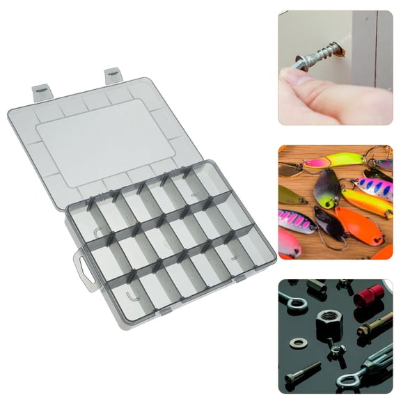 VERDANVERSE Nuts and Bolts Organizer Box, Black Plastic Multi-Compartment Tool Storage Case for Hardware and Small Parts