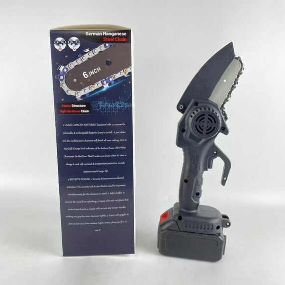 VERDESPOWER Chain saws Cordless Mini Chainsaw with 2 x 2000mAh Rechargeable Batteries & 5 Safety Features