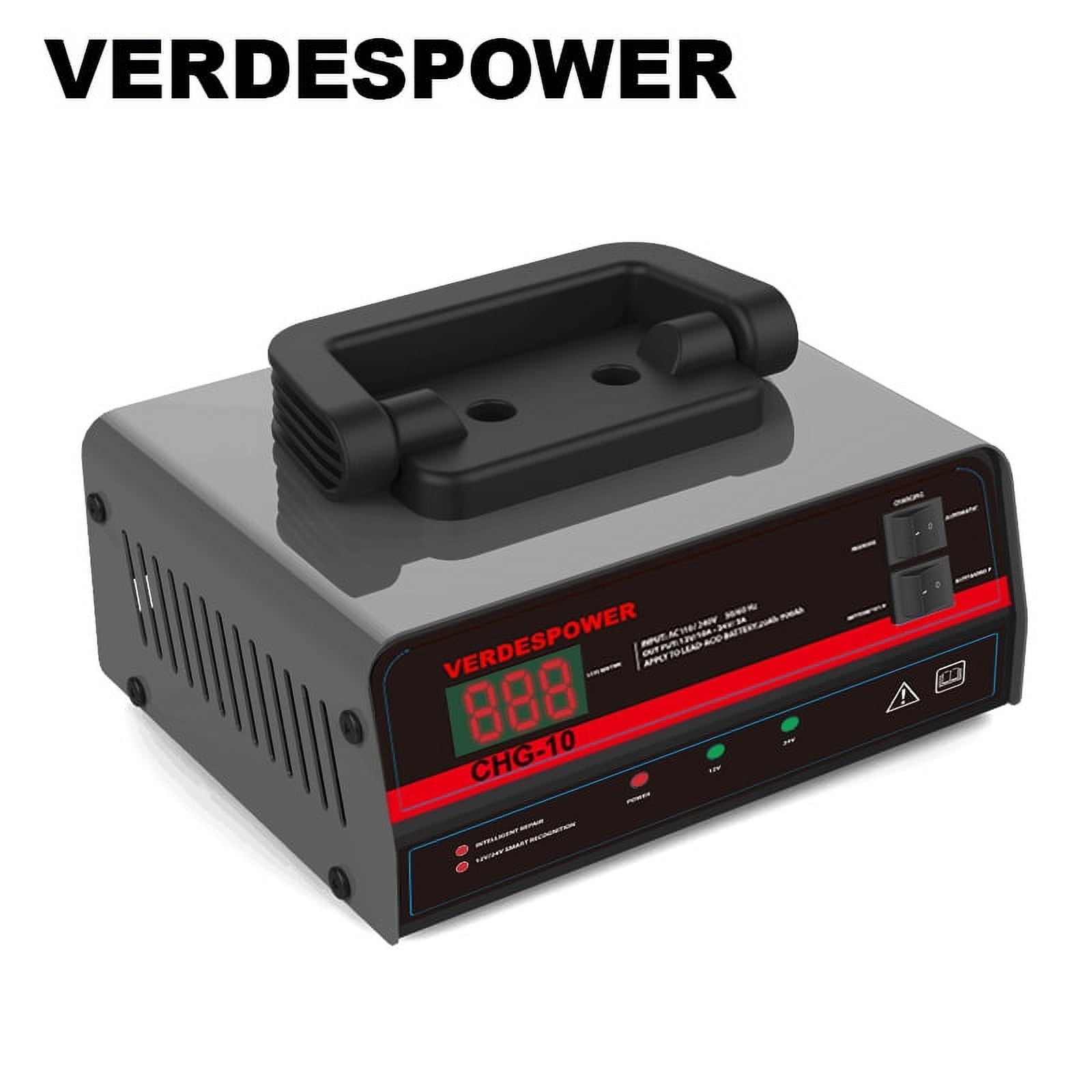 VERDESPOWER Electric Car Battery Charger Fully Automatic for 12v and 24v Automobile Batteries