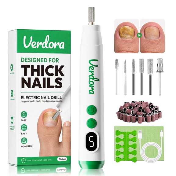 VERDORA Electric Nail Drill for Thick Nails, Cordless Efiles for Lightweight Nail Care Tool for Nail Repair