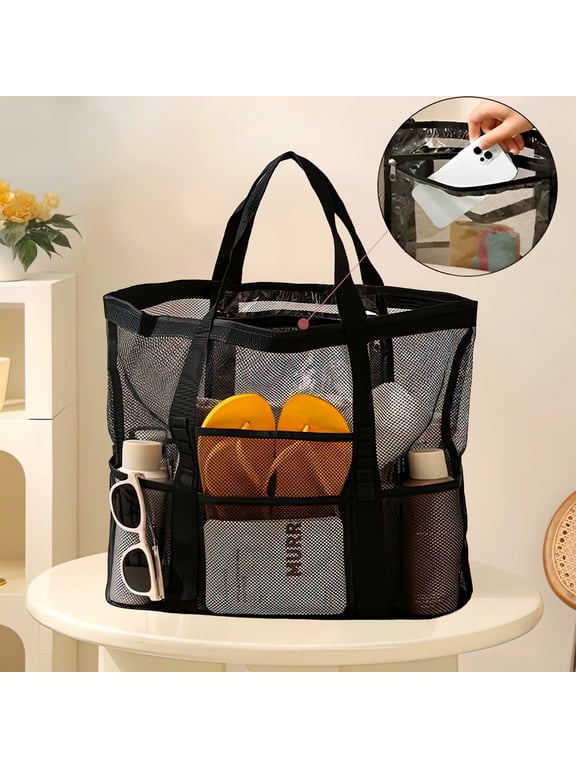 Oversized Beach Bags for Women with 9 Pockets Sand-Free, Quick-Dry
