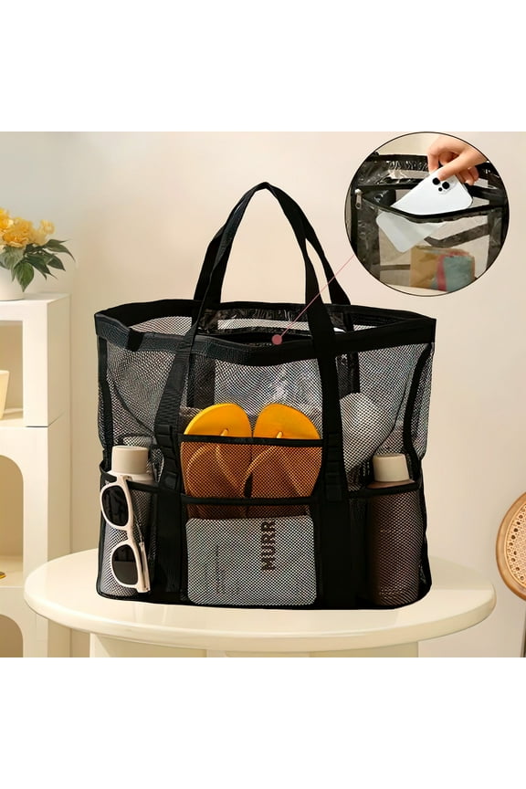 Oversized Beach Bags for Women with 9 Pockets Sand-Free, Quick-Dry