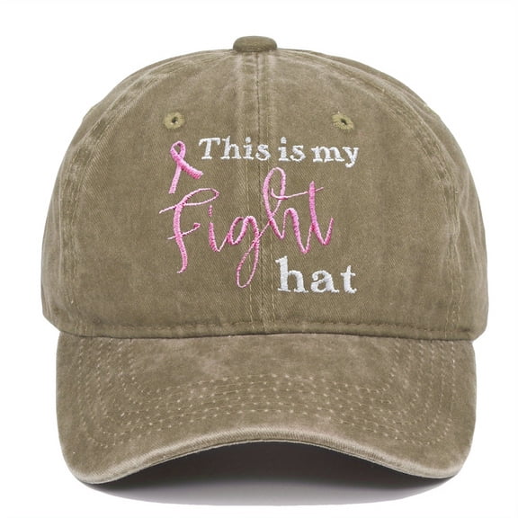 VERG "This Is My Fight Hat" Embroidered Baseball Cap Adjustable Lightweight Unisex Hat with Breast Cancer Awareness Ribbon, Multiple Colors for Outdoor Sports & Casual Streetwear, Sporty Headwear,