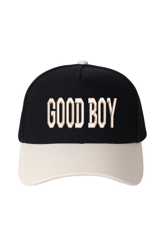 GOOD BOY Letter Embroidered Trucker Hat, Unisex Adjustable Snapback Mesh Cap for Daily Travel Outdoor Casual Wear