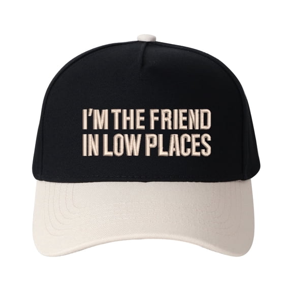 VERGIAC I'M THE FRIEND IN LOW PLACES Letter Embroidered Trucker Hat, Unisex Adjustable Snapback Mesh Cap for Travel Daily Casual Wear