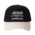 thumbnail image 1 of VERGIAC JESUS IS COMING BACK IN A COWBOY HAT Embroidered Trucker Hat, Unisex Adjustable Snapback Mesh Cap for Daily Travel Outdoor Wear, 1 of 11