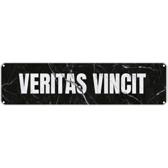 VERITAS VINCIT (Truth Conquers) Tin Sign Christmas Decor Retro Wall Decor For Home Coffee Bar Funny Aluminum Sign 4x16 Inch