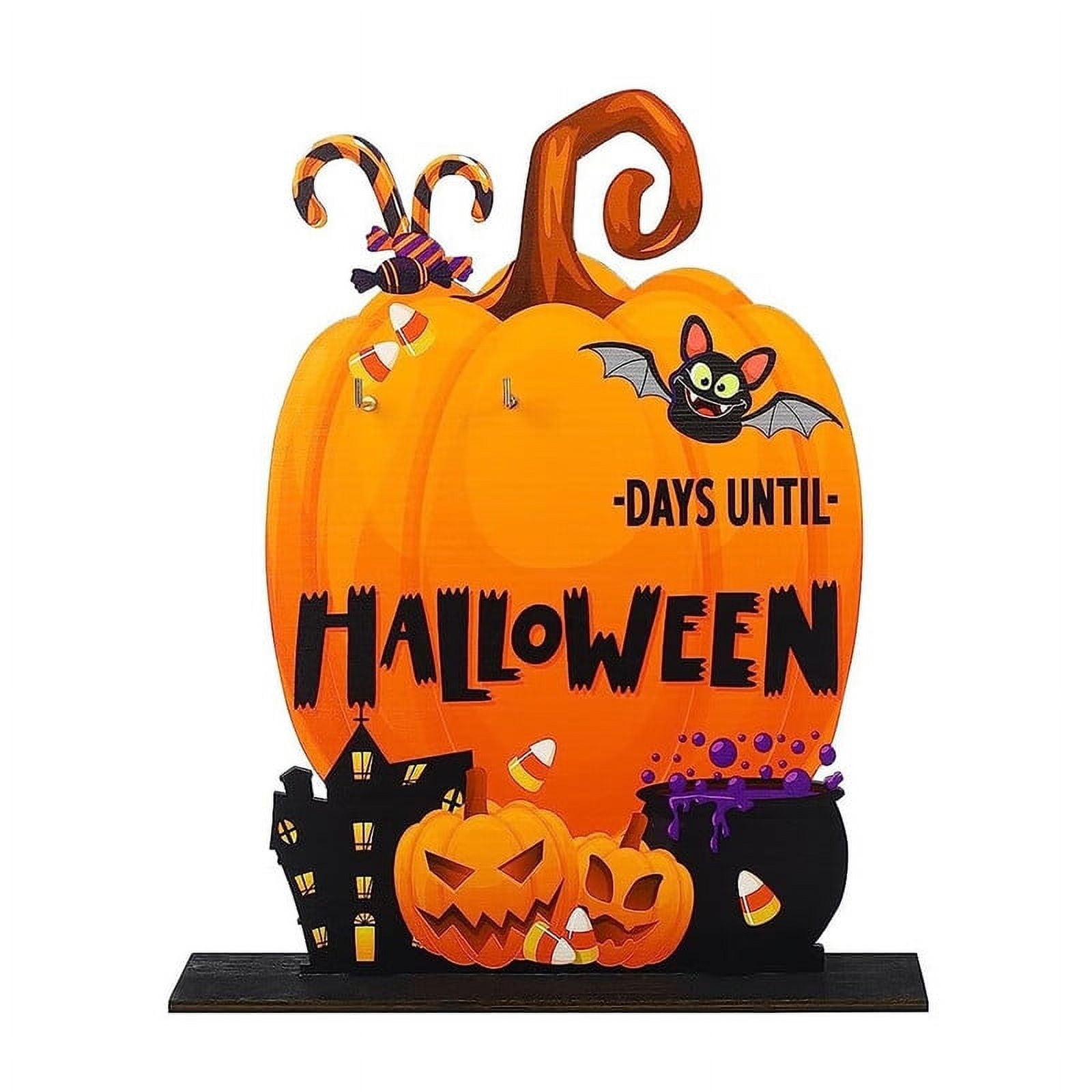 VERMON 1 Set Halloween Countdown Calendar Wooden Pumpkin Shape vermon-1-set-halloween-countdown-calendar-wooden-pumpkin-shape