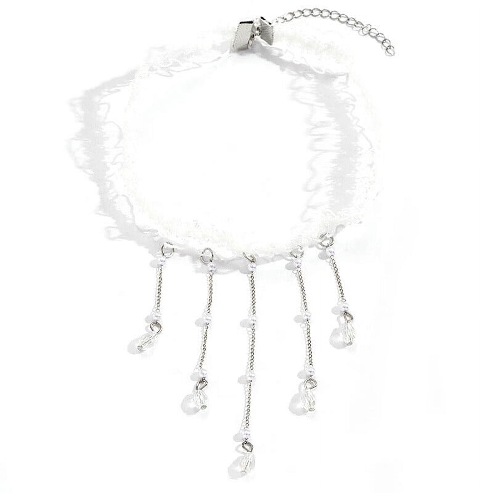 VERMON Collar Necklace,Women Choker White Sheer Lace Elastic Fake