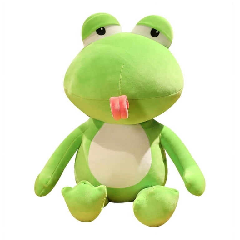 VERMON Frog Plush Doll,Frog Doll Pillow Soft Cute Tongue-out Green