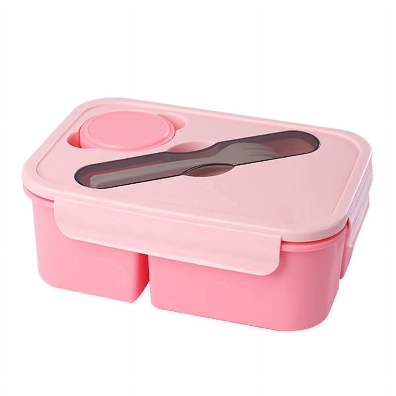 VERMON Lunch Box,Lunch Box with Fork Spoon Sauce Box Cutlery Holder 3 Grids Food Grade Leakproof
